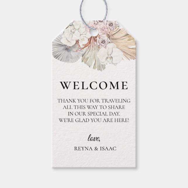 Välkomstpåse för Bohemian Beach-bröllopet Presentetikett (Framsidan)