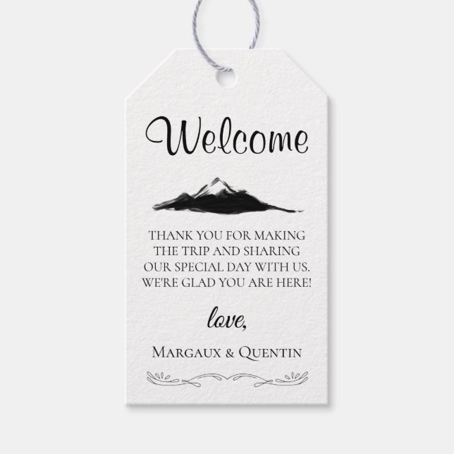 Välkomstpåse för Bröllop i bergsområden Presentetikett (Framsidan)