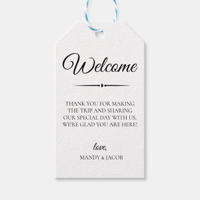 Välkomstpåse för Bröllop med enkel blomma Presentetikett (Framsidan)