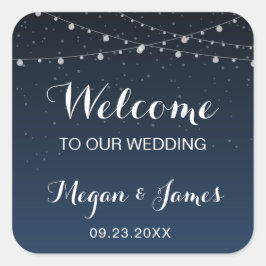 Välkomstpåse för Celestial Navy Blue Stars Fyrkantigt Klistermärke