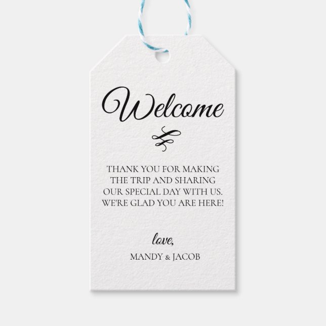 Välkomstpåse för Elegant Flourish Bröllop Presentetikett (Framsidan)
