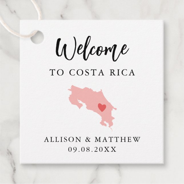 Välkomstpåse för Färg Costa Rica Bröllop Gåvor Etiketter (Framsida)