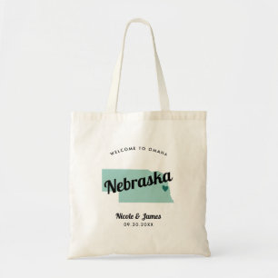 Välkomstpåse för Färg Nebraska Karta Bröllop, Tygkasse