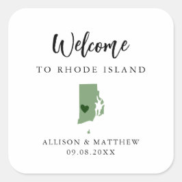Välkomstpåse för Färg Rhode island Bröllop Fyrkantigt Klistermärke