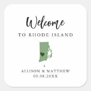 Välkomstpåse för Färg Rhode island Bröllop Fyrkantigt Klistermärke