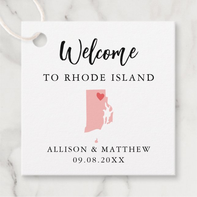 Välkomstpåse för Färg Rhode island Bröllop Gåvor Etiketter (Framsida)