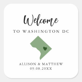 Välkomstpåse för Färg Washington DC Bröllop Fyrkantigt Klistermärke