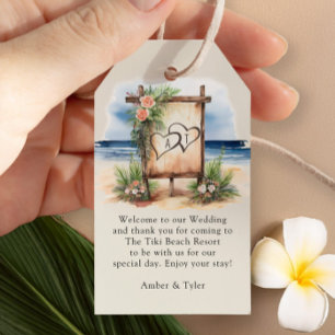 Välkomstpåse för Rustic Beach Destination Wedding Presentetikett
