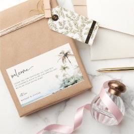 Välkomstpåse för tropisk ö Beach Wedding Rektangulärt Klistermärke