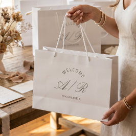 Välkomstpåse med monogram för destinationbröllop i