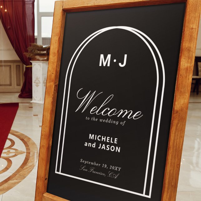 Välkomstplats Bröllop för minsta svarta vita Chic Poster (Skapare uppladdad)