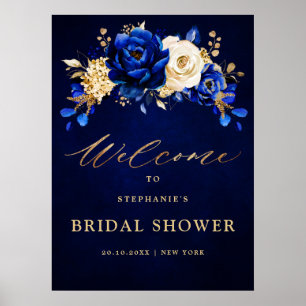 Välkomstplats för royal Blue Gult Guld Möhippa Poster
