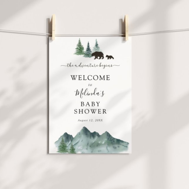VälkomstPoster för äventyr börjar Bear Baby Shower Poster (Skapare uppladdad)