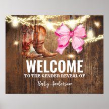 VälkomstPoster för Boots eller Bows Gender Reveal