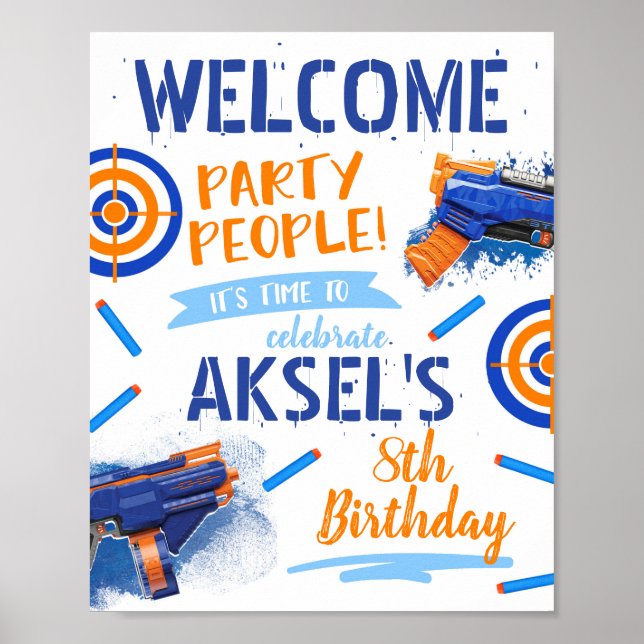 VälkomstPoster för Dart Gun | Dart Party Poster (Framsidan)