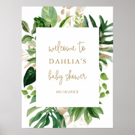 VälkomstPoster för guld Geometric Tropical Baby Sh Poster