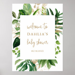 VälkomstPoster för guld Geometric Tropical Baby Sh Poster