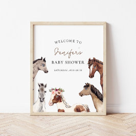 VälkomstPoster för Horse Baby Shower Poster