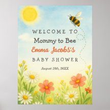 VälkomstPoster för mamma till Bee Baby Shower