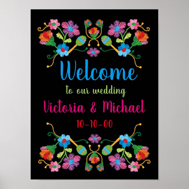 VälkomstPoster för mexikanska fiesta Embroidery Poster (Framsidan)