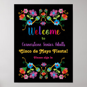VälkomstPoster för mexikanska fiesta Embroidery Poster