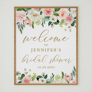 VälkomstPoster för Möhippa av guld och Rosa Blommi Poster