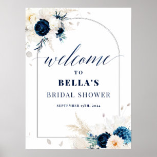 VälkomstPoster för Möhippan elegant blå Blommigt Poster