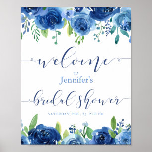 VälkomstPoster för Möhippan Rustic Blåa blommor Poster