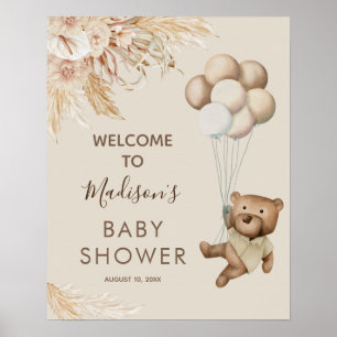 VälkomstPoster för nalle Baby Shower Poster
