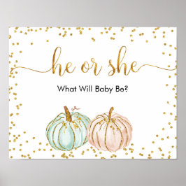 VälkomstPoster för Pastel Pumpkin Gender Reveal Poster