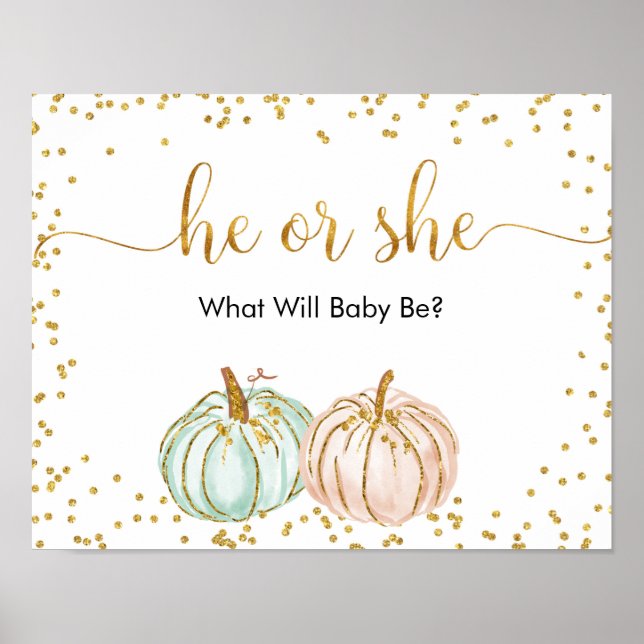 VälkomstPoster för Pastel Pumpkin Gender Reveal Poster (Framsidan)