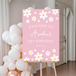 VälkomstPoster för Rosa Födelsedagsfest för blommi Poster