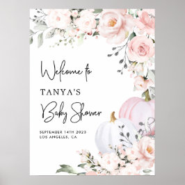 VälkomstPoster för rosa Pumpkin Baby Shower Poster