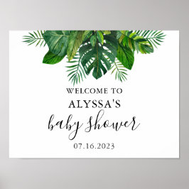 VälkomstPoster för Tropical Löv Baby Shower Poster