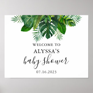 VälkomstPoster för Tropical Löv Baby Shower Poster
