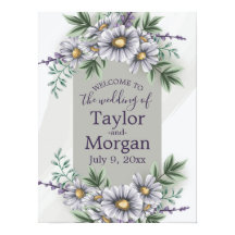 VälkomstPoster för vattenfärgsLila Grått Blommigt 