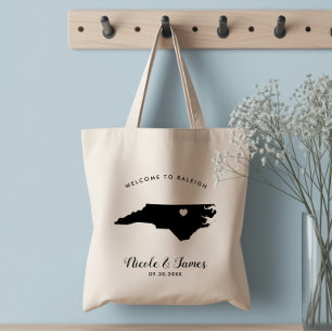 Välkomstpresentbag för bröllop i North Carolina ti Tygkasse