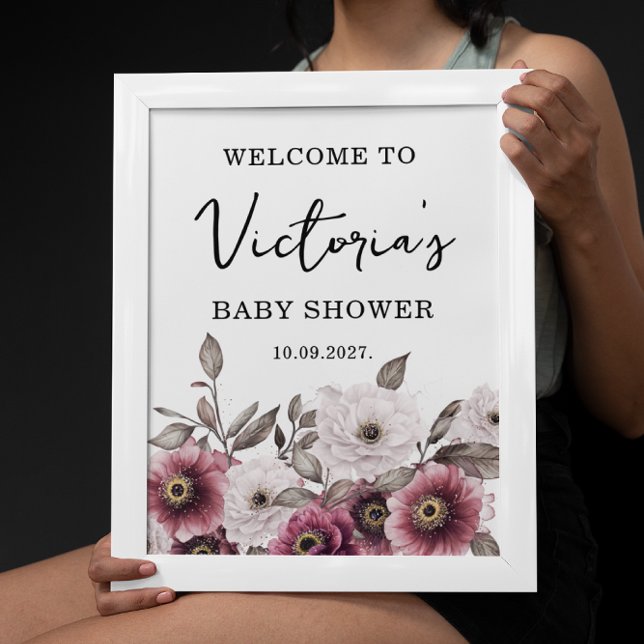Välkomstprogram för vit plommon, Blommigt, babyklä Poster (Skapare uppladdad)