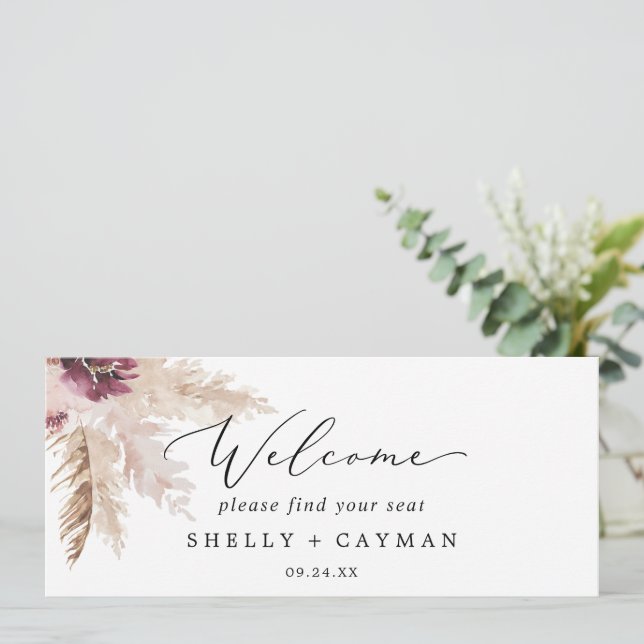 Välkomstrubrik för Boho Pampas Hanging Seating Cha (Stående Fram)