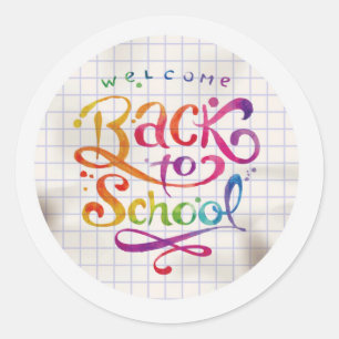 Välkomstrundan Back to school i flerfärgat format Runt Klistermärke