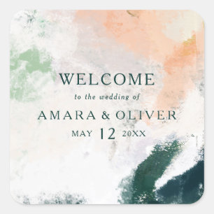 Välkomstruta för Bröllop i färgad Abstrakt Välkoms Fyrkantigt Klistermärke