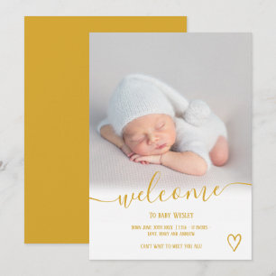 Välkomstsenapsskript, hjärtfotopojke baby födelse meddelande