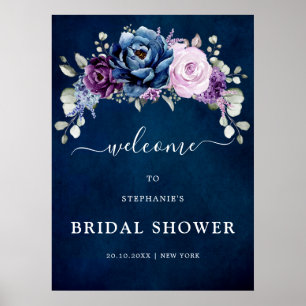Välkomstsida för Dusty Blue Lila Blooms Möhippa Poster