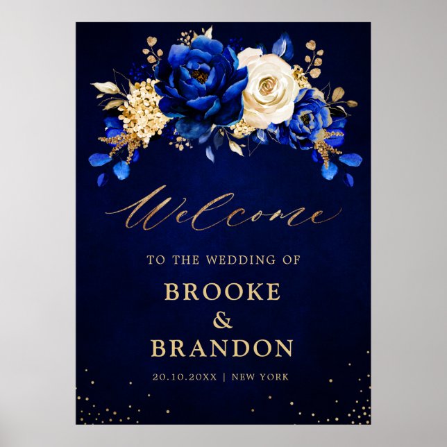 Välkomstsida för Royal Blue Gult Guld Metallic Brö Poster (Framsidan)