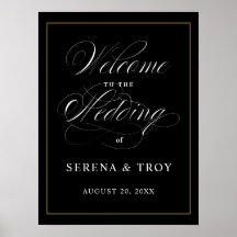 Välkomstsignalen Bröllop Black i elegant Script
