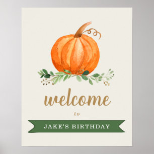 Välkomstsignalen för vår lilla Pumpkin Birthday-fa Poster