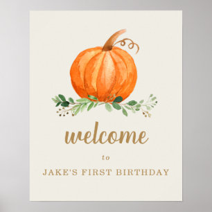 Välkomstsignalen för vår lilla Pumpkin Birthday-fa Poster