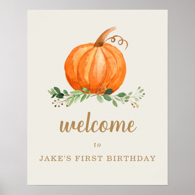 Välkomstsignalen för vår lilla Pumpkin Birthday-fa Poster (Framsidan)