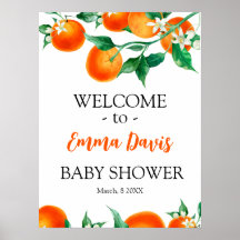Välkomstsignallamall för orange Baby Shower