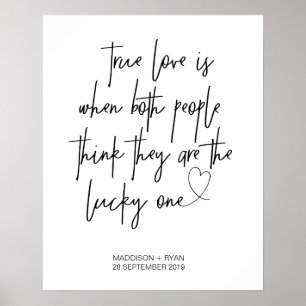 Välkomstsignatur för äkta kärlek Bröllop Poster
